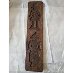 Antique Dutch German springerle wooden carved cookie 20" board mold man & woman